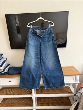J. Crew Wide-Leg High-Rise Jeans in Medium Blue Wash